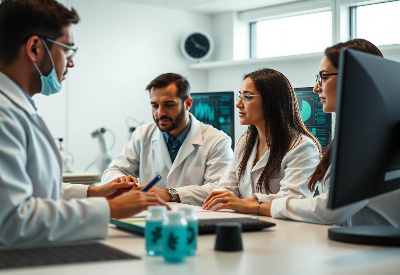 ANOVA CRO team of statisticians and data managers reviewing clinical trial data